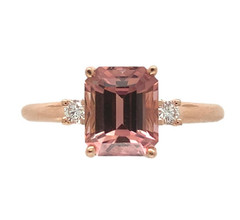 14k Rose Gold 1.60 Carat Pink Genuine Natural Tourmaline Diamond Ring (#J7535)