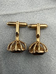 Vintage Swank Cufflink Tiebar Clip Set Gold Tone Rhinestone Sign