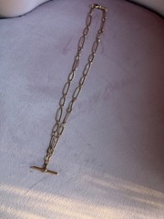 Antique 9K Rose Gold Watch Chain Dog Clip T Bar Trombone Paperclip Link 24g