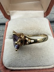 Vintage 14k Yellow Gold 4Ct+ Synthetic Color Change Sapphire Cocktail Ring Sz 7
