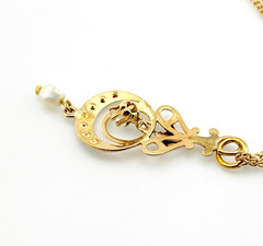 Antique Edwardian 9K Gold Pearl Lavalier Pendant Necklace 17 Inch