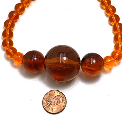 Vintage Chunky Bead Necklace Orange Amber Lucite Faux Tortoiseshell 29 in Long
