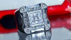925 sterling silver size 11.25 ring 3.50ct cubic zirconia invisible set 17.90gr