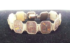 VTG SIGNED JAPAN ORIGINAL DAMASCENE 11 PANEL SIAM LINK BRACELET 24K INLAY