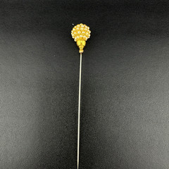 Vintage Hat Stick Pin Gold Tone Faux Seed Pearl Cluster Studded Head 4.25″
