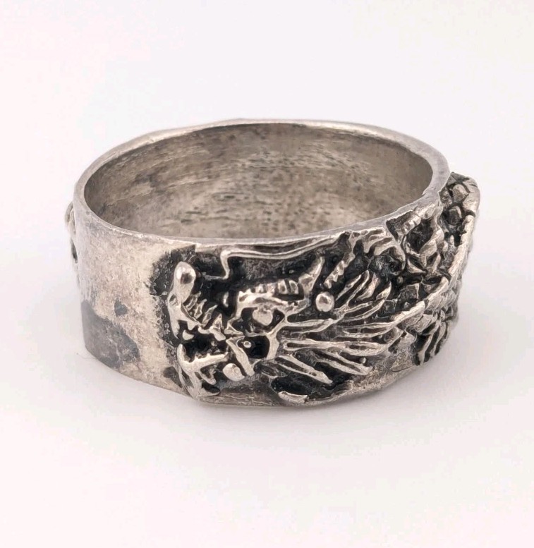 Vintage Dragon Ring Sterling Silver Chinese Asian Style Wrap Around Size 11.25