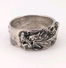 Vintage Dragon Ring Sterling Silver Chinese Asian Style Wrap Around Size 11.25