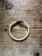 Vintage plastic or Lucite revival costume bracelet with brass Rams Head Clasp