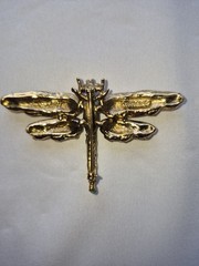 Vintage SWOBODA Multi Gemstone Dragonfly Brooch Pin Ruby Jade Garnet Peridot