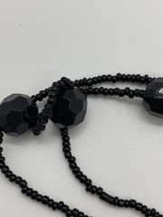 Vintage Black Beaded Necklace 29 in LONG