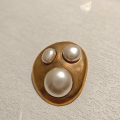 Vintage Chanel Plain Gold Irregular Shaped Faux Pearl Clip-on Earrings