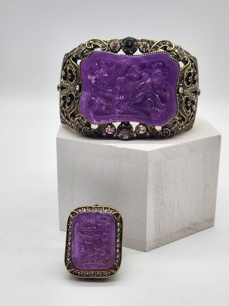 Retired Vintage Heidi Daus Dynasty Bangle Bracelet and Ring Set