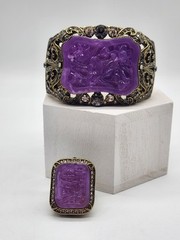 Retired Vintage Heidi Daus Dynasty Bangle Bracelet and Ring Set