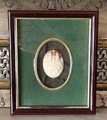 Vintage Carved Italian Shell Souvenir Cameo – The Spanish Steps, Rome – Framed