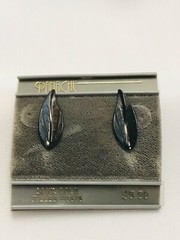 Vintage Panache Black Textured Leaf Earrings 14k GF Posts 7/8” Leaves New
