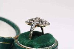 Vintage Art Deco Style Round Cut Lab Created Diamond 14K Gold FN Engagement Ring