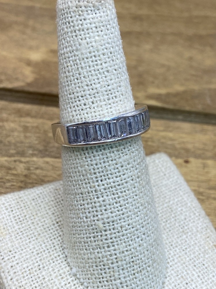 Vintage Channel Set CZ Sterling Silver Band Sz. 7