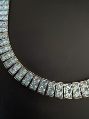 Art Deco Style Ice Blue Rhinestone Choker Collar Necklace Princess Cut VTG 14.5”