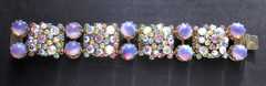Vintage SELRO SELINI AB Rhinestone Bi Color Pastel Cabochon Bracelet