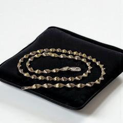 Vintage FAS Italy Gold Vermeil 925 Sterling Twisted Herringbone Necklace, 18″