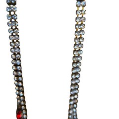 Vtg Signed Husar D Czech Glass Festoon Necklace Green Center Red Accent Stones