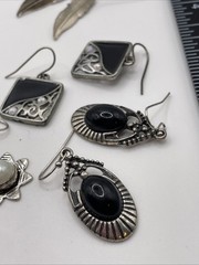 Earrings Large Lot Art Nouveau Style Vtg Costume Jewelry Silver Tone Estate
