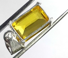 25 Ct Natural Yellow Sapphire Pendent Emerald Shape 925 Silver EGL Gemstone 6AHN