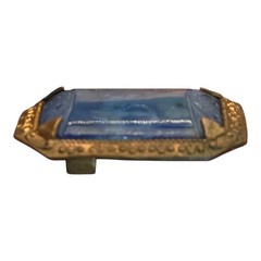 Antique Bohemia Intaglio Iridescent Blue Glass Cameo Buckle Greek Hunter