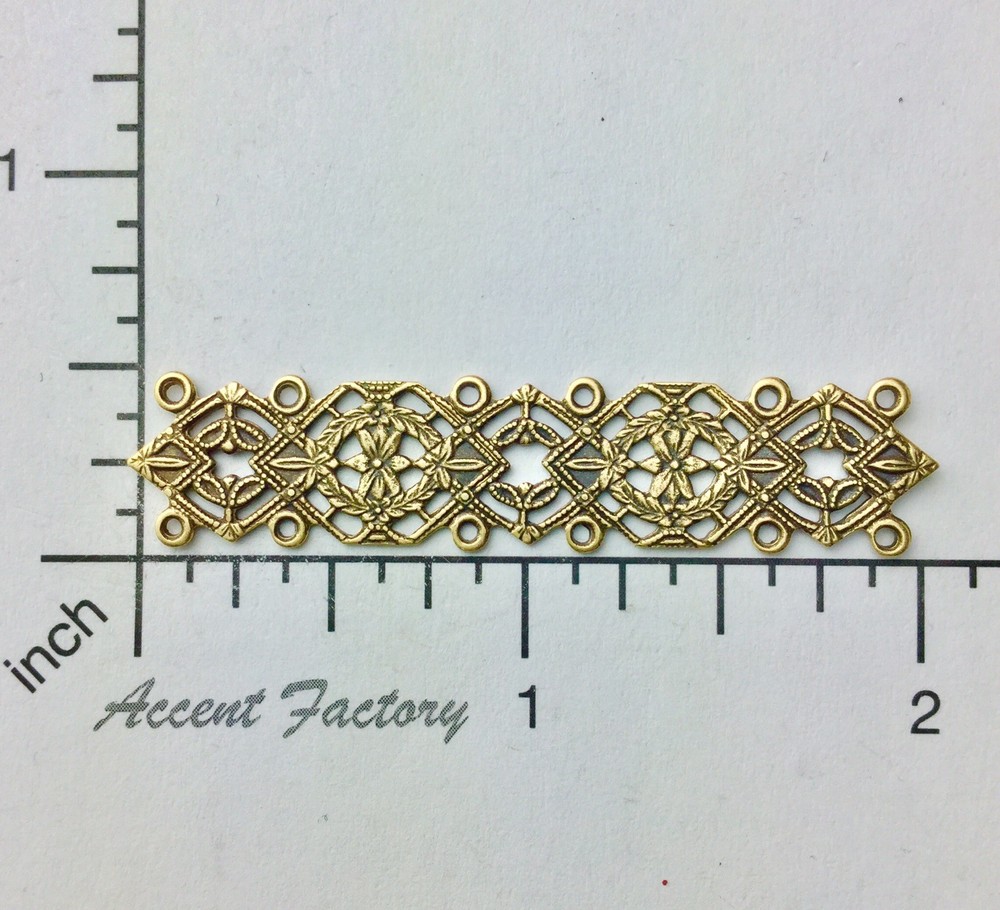 25933 Brass Oxidized Victorian Filigree Bar Jewelry Finding