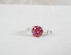 Vintage Sterling Silver 925 Simulated Pink Sapphire Unique Ring Size 7
