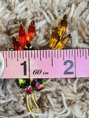 Vintage Fall Colors Leaf Brooch Open Back Design