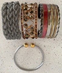 Lot of 4 Vintage Cuff Bracelet Magnetic Stainless Cable Ann Taylor Mesh Beaded