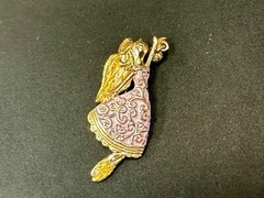 AAI vintage two tone rhinestone accented Holliday angel brooch pin