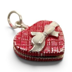 Sterling Silver ENAMEL All My Love BOX OF CHOCOLATES Valentine’s Gift RED Charm