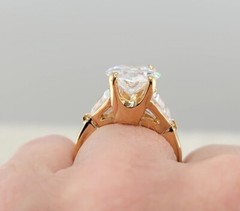 Vtg Sz 7 Ring Oval Triangle Cubic Zirconia 18KGE Gold Electroplate Jewelry USA