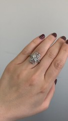 Vintage Style Shield Cocktail Ring 2.2 Ct Simulated Diamond 14k White Gold Over