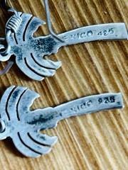 Vintage Mexican Etched Sterling Silver Palm Tree Dangle Earrings 1 5/8” Marked