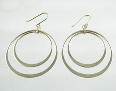 BR Banana Republic Sterling Silver Double Circle Hook Earrings 925 7.8g 2.25 In