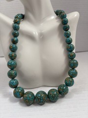 vintage Beaded Necklace southwestern Style Chunky Blue Statement 19”