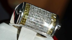 14k w/gold sz 10 ring 1.75ct natural & treated diamond invisible set 15.5gr C-73