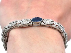 Art Deco 2.90Ct Basaltic Sapphire and 5.40Ct Diamond Platinum Bracelet