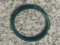 Malachite Stone Inlay Green White Resin Bangle Bracelet – 10” Length/3” Diam.
