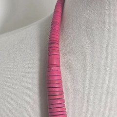 Bohemian-Style Statement Necklace Bright Pink & Colorful Multicolor Heishi Beads