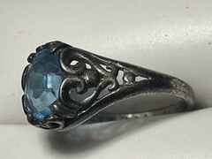 Vintage Sterling Silver Sky Blue Topaz Cocktail Ring • Size 7.75