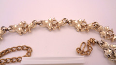 Vintage Signed Sarah Coventry Ivy Leaf Necklace Bracelet and Clip Earring Set