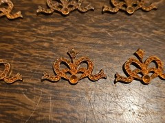 Lot Of 10 Studded Bow Crown France Vintage 60s Brass Stampings Findings Jewelry