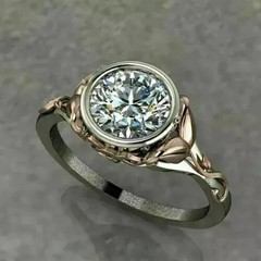 Art Deco Style Round Lab Created Diamond14k White Gold FN Pretty Engagement Ring