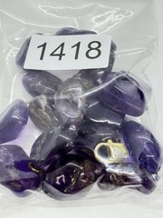 VTG Natural Purple Amethyst Gemstone Necklace Large Rough Nuggets Knotted 18″