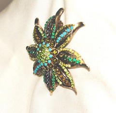 Vintage Carol Dauplais Jeweled Sunburst Flower Brooch
