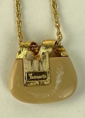 Vintage 1960s Crown Trifari Modernist Enamel Pendant Necklace 29 in